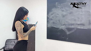 Pretty instructor records a porn movie scene in the classroom