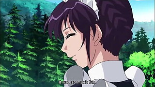 anime maid gives a lusty oral-service to her slaver