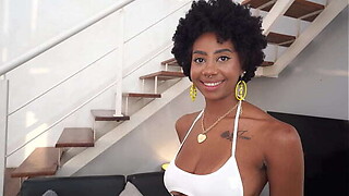 Ideal bust ebony, Ana Susage receives her booty &amp_ mouth drilled by white biggest pecker (Anal, 0% pussy, unfathomable throat, spit, rim, IR -BW/WM) OB382