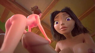3DGSPOT - Small Meets Giant! Breasty Futanari Honey Exercises Small Dark brown - Formal TRAILER
