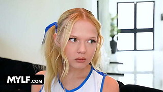 Petite Cheerleader Coco Lovelock Has Confidence Dyke Squeeze on Her MILF Trainer