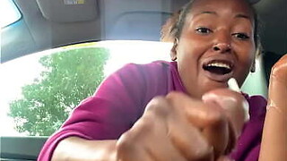 Quick jerking off in automobile